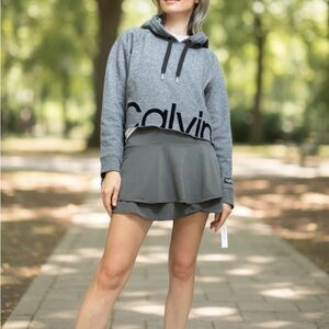 Calvin Klein Dark Gray Fleece Cropped Sweatshirt Hoodie NWT M